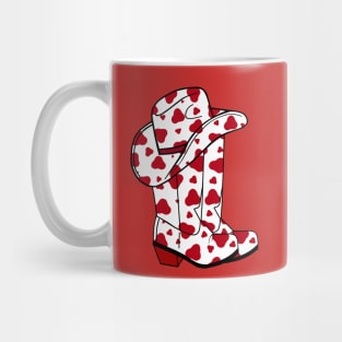 RED Cow Spots Cowboy Boots And Cowboy Hat Mug